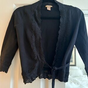 Forever 21 Black Lace Trim Cardigan